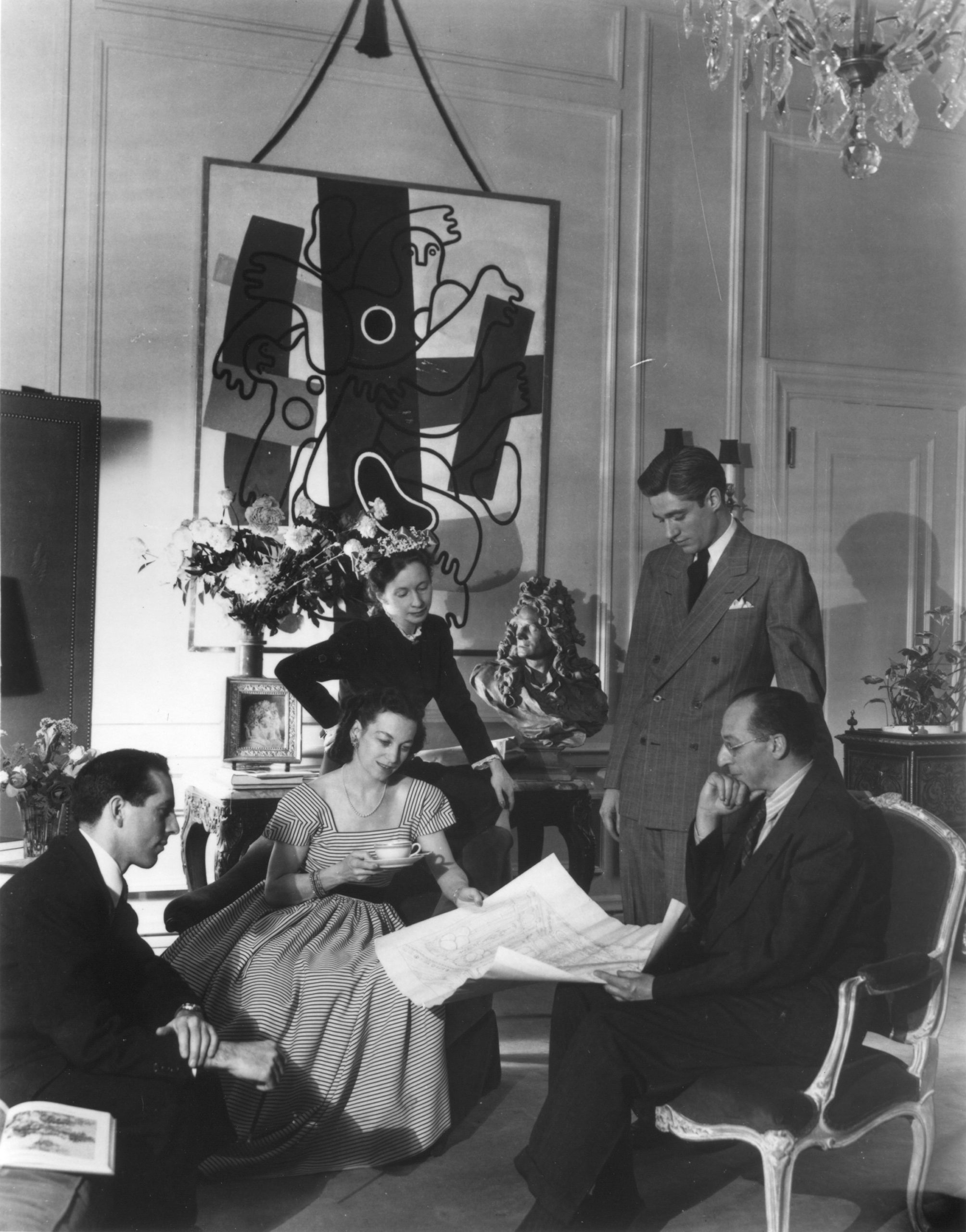 Members of the Artistic Committee of Ballet Theatre in 1947: L-R: Jerome Robbins, Lucia Chase, Agnes de Mille, Oliver Smith and Aaron Copland. Photo by Cecil Beaton.