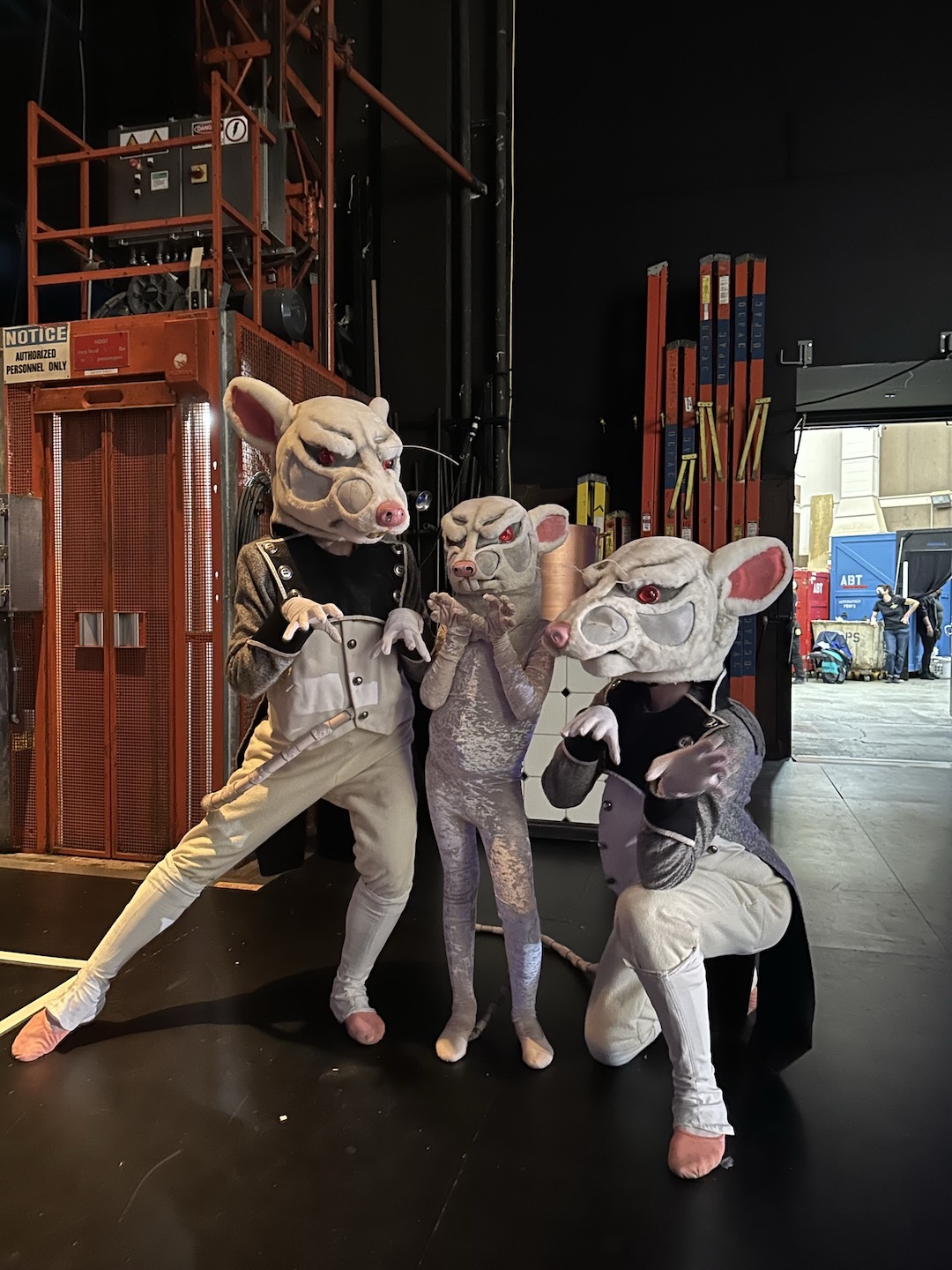 Vince Pelegrin and friends in costume as Mice backstage at The Nutcracker in 2022. Photo courtesy of Vince Pelegrin.